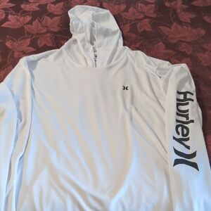 Hurley White Pullover with Black Sleeve Logo